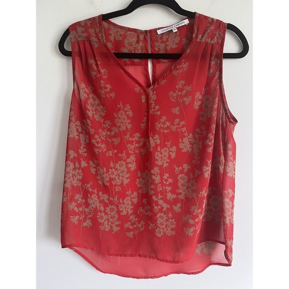 Collective Concepts Sleeveless Womens Red Floral Sheer Blouse MP - Picture 3 of 12